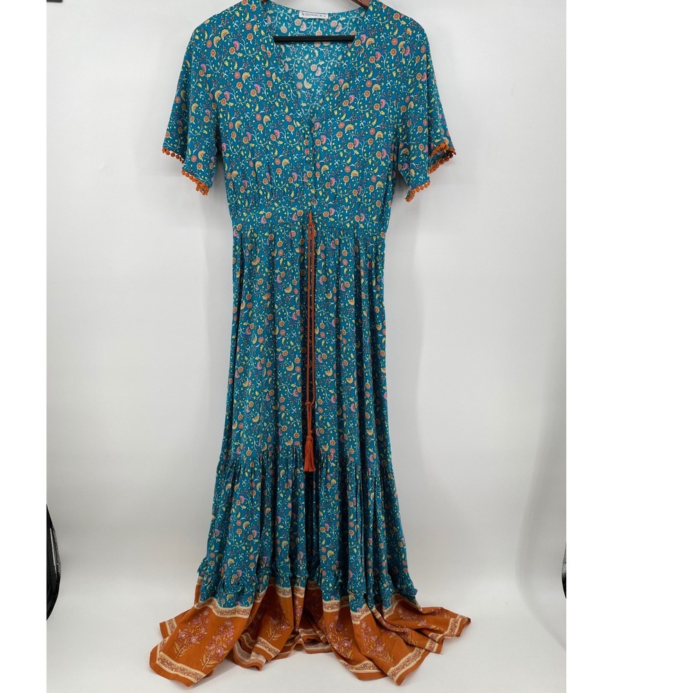 Floral Maxi Dress Womens Small Western Boho Cottagecore Country Peasant